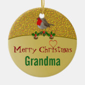 Robin und Stechpalmen-personalisierte Keramikornament (Vorne)