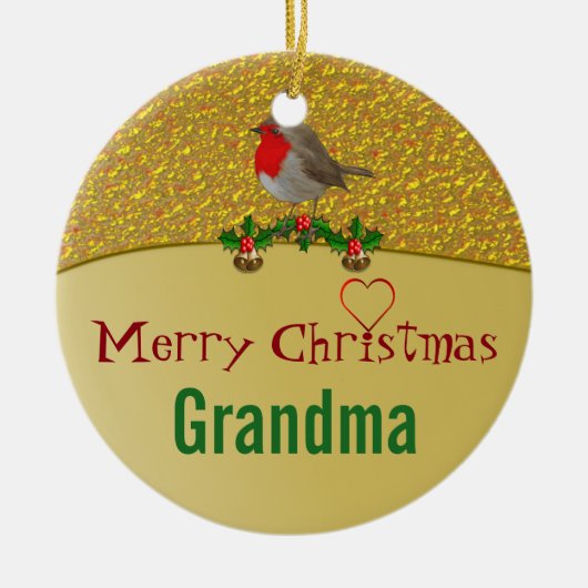 Robin und Stechpalmen-personalisierte Keramikornament (Vorne)