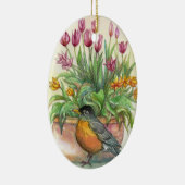 Robin und Tulips Keramik Ornament (Rechts)