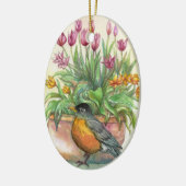 Robin und Tulips Keramik Ornament (Links)
