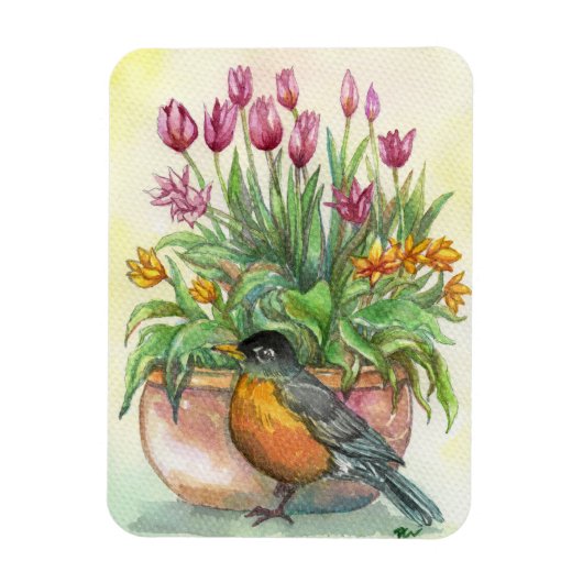 Robin und Tulips Magnet (Vertikal)