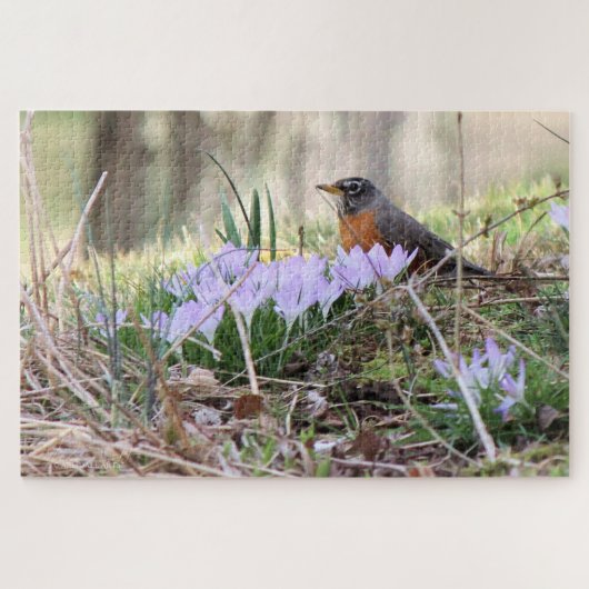 Robin unter Blume Puzzle (Horizontal)