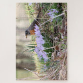 Robin unter Blume Puzzle (Vertikal)