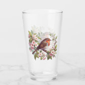 Robin unter Blume trinken Glas (Rückseite)