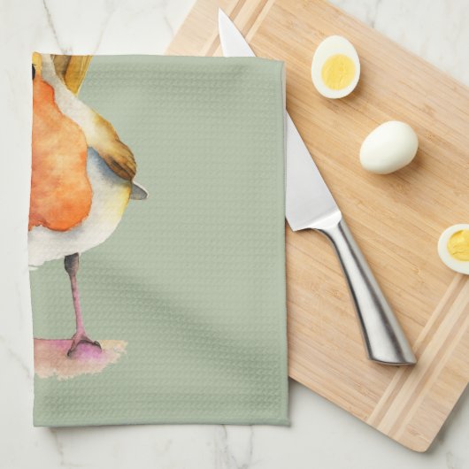 Robin-Vogel-Aquarell-Malerei Geschirrtuch (Viertel Falte)