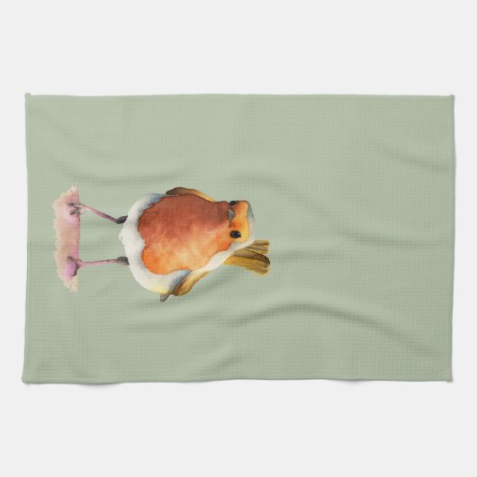 Robin-Vogel-Aquarell-Malerei Geschirrtuch (Horizontal)