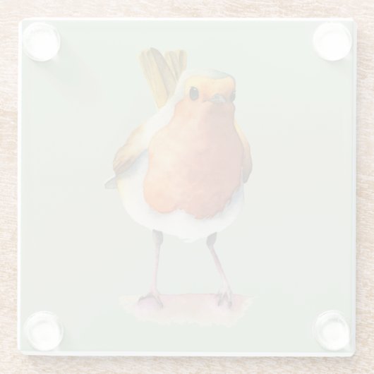 Robin-Vogel-Aquarell-Malerei Glasuntersetzer (Rückseite)