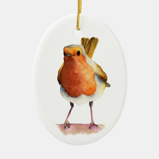 Robin-Vogel-Aquarell-Malerei Keramikornament (Vorne)