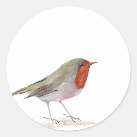 Robin Vogel Aquarell Winter Feierliche Weihnachten Runder Aufkleber (Vorderseite)