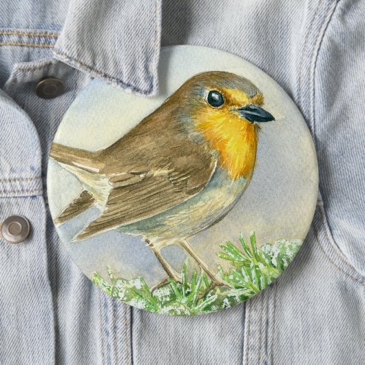 Robin-Vogel auf einer mattierten Wachposten Button (Beispiel)