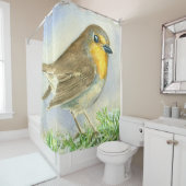 Robin-Vogel auf einer mattierten Wachposten Duschvorhang (Beispiel)