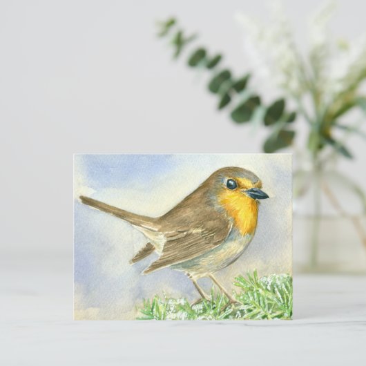 Robin-Vogel auf einer mattierten Wachposten Postkarte (Stehend Vorderseite)