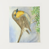 Robin-Vogel auf einer mattierten Wachposten Wandteppich (Vorderseite)