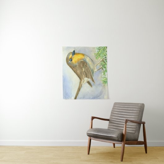 Robin-Vogel auf einer mattierten Wachposten Wandteppich (Beispiel)