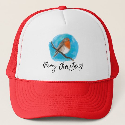 Robin-Vogel, frohe Weihnachten Truckerkappe (Vorderseite)