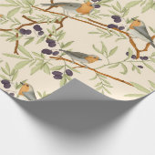 Robin-Vögel in Olivenzweigen Geschenkpapier (Ecke)