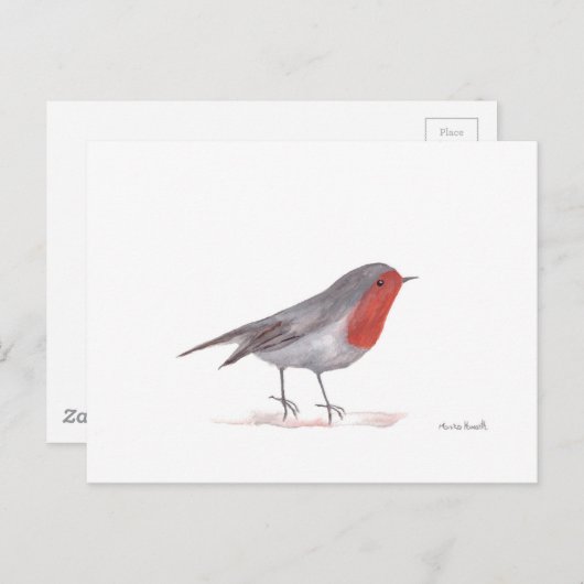 Robin-Vogel Postkarte (Vorne/Hinten)