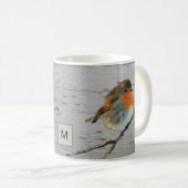 Robin-Vogelbrust mit Monogramm Kaffeetasse (VorderseiteRechts)