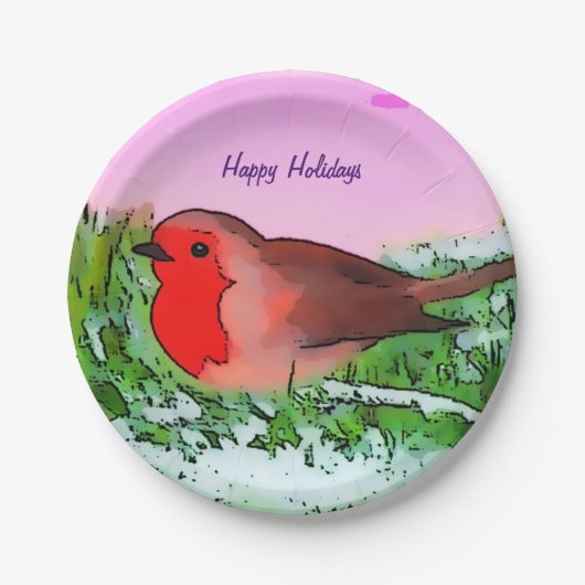 Robin Weihnachts-Weihnachtszeit Pappteller (Vorderseite)