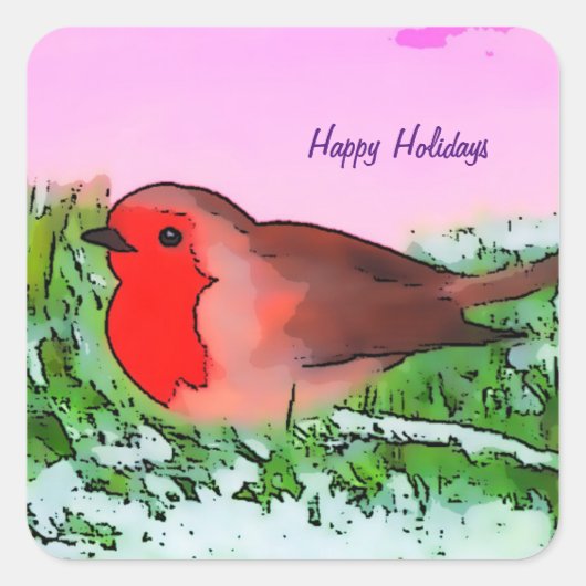 Robin Weihnachts-Weihnachtszeit Quadratischer Aufkleber (Vorderseite)