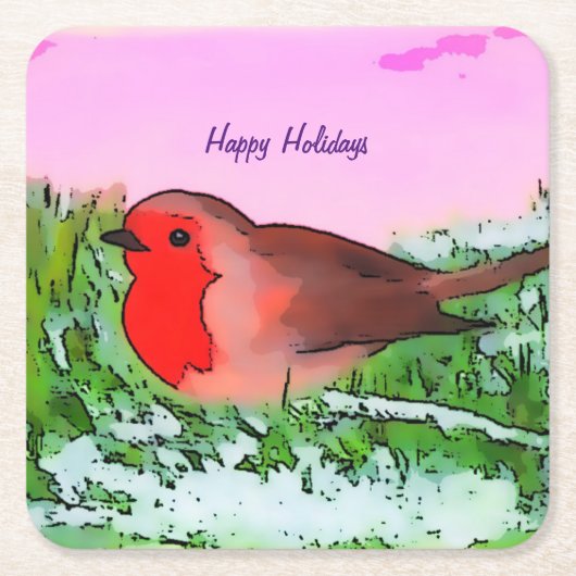 Robin Weihnachts-Weihnachtszeit Rechteckiger Pappuntersetzer (Vorderseite)