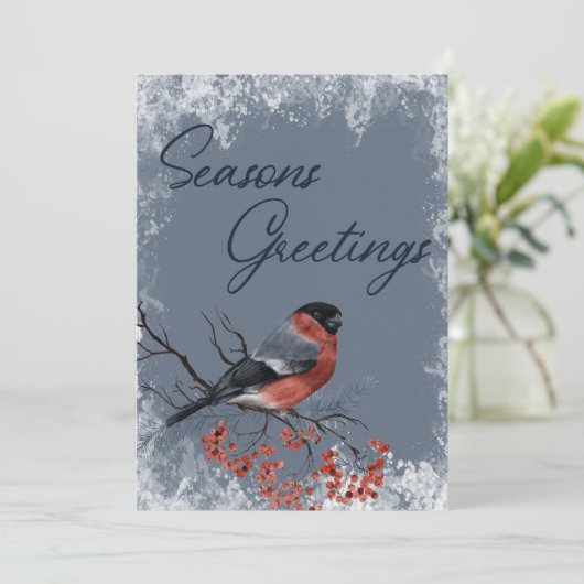 Robin Winter Birds Business Weihnachtskarte (Stehend Vorderseite)