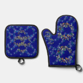 Robin, wreaths, and snowflakes blue ofenhandschuh & Topflappen-Set (Vorderseite)