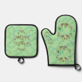 Robin, wreaths, and snowflakes green ofenhandschuh & Topflappen-Set (Vorderseite)