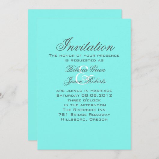 Robinblauer türkisblauer Wasserhauptblauer Hochzei Einladung (Vorne/Hinten)