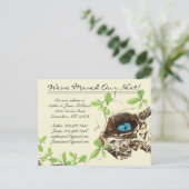 Robinen Eier Blaue Eier in Nest wir bewegt haben Ankündigungspostkarte (Stehend Vorderseite)