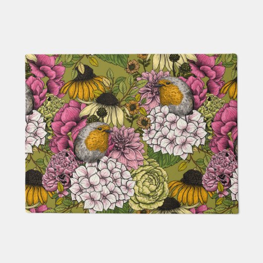 Robinen im Garten 2 Fußmatte (Vorderseite)