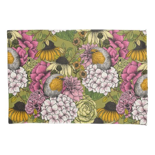 Robinen im Garten 2 Kissenbezug (Vorderseite-Links)