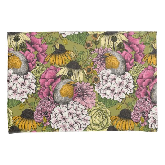 Robinen im Garten 2 Kissenbezug (Vorderseite-Rechts)