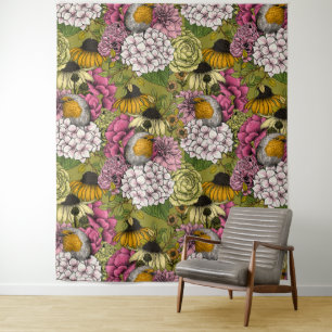 Robinen im Garten 2 Wandteppich