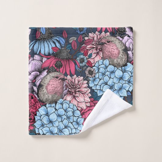 Robinen im Garten 3 Badhandtuch Set (Waschlappen)