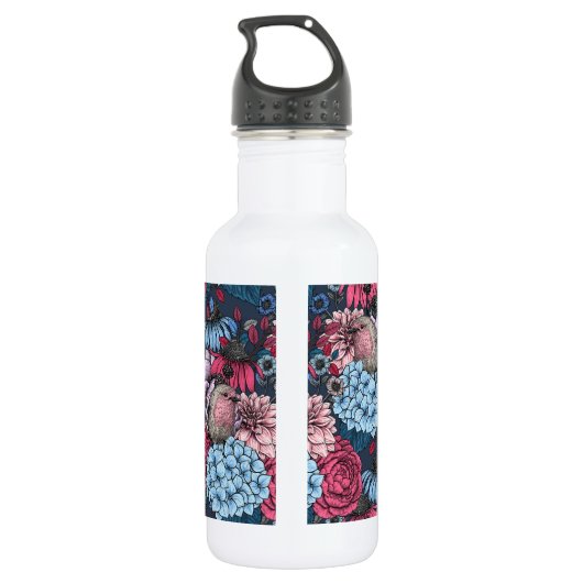 Robinen im Garten 3 Edelstahlflasche (Rückseite)