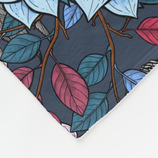 Robinen im Garten 3 Fleecedecke (Ecke)