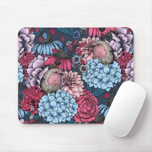 Robinen im Garten 3 Mousepad (Mit Mouse)