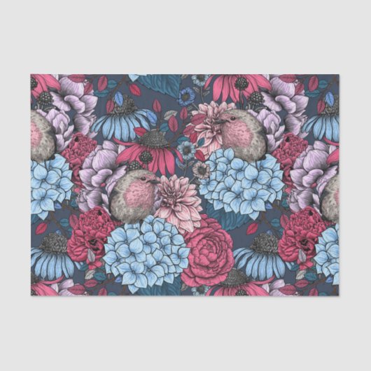 Robinen im Garten 3 Seidenpapier (Vorderseite)