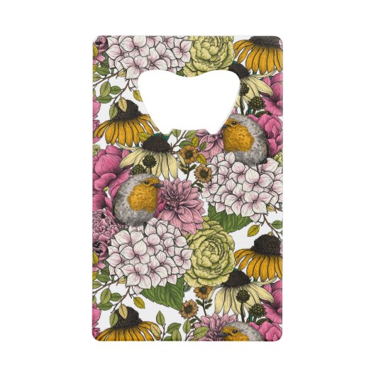 Robinen im Garten Geldbeutel Flaschenöffner (Vorderseite)