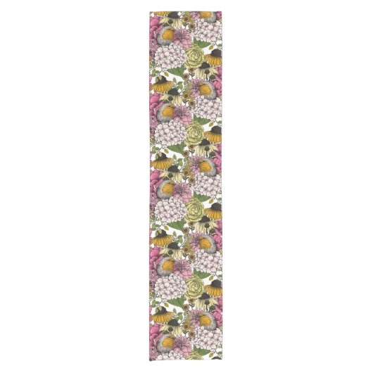 Robinen im Garten Kurzer Tischläufer (Vorderseite)