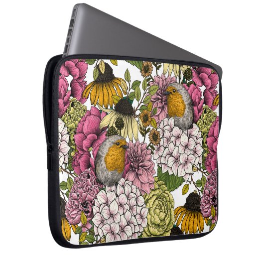 Robinen im Garten Laptopschutzhülle (Vorne Rechts)