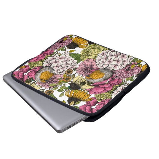 Robinen im Garten Laptopschutzhülle (Vorne Knopf)