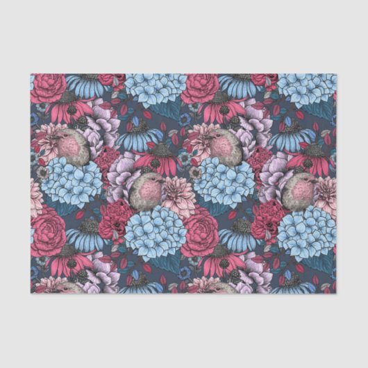 Robinen im Garten Seidenpapier (Vorderseite)