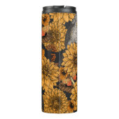 Robinen im Herbstgarten auf schwarz Thermosbecher (Rückseite)