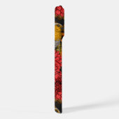 Robinen im Herbstgarten, rote Dahlien auf schwarz iPhone Hülle (Rechte Seite)