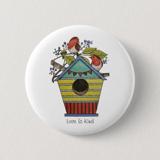 Robinen mit Blueberries und Birthaus Button (Vorderseite)