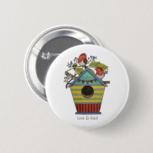 Robinen mit Blueberries und Birthaus Button (Vorne & Hinten)