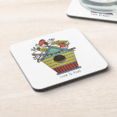 Robinen mit Blueberries und Birthaus Getränkeuntersetzer (Linke Seite)