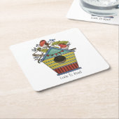 Robinen mit Blueberries und Birthaus Rechteckiger Pappuntersetzer (angewinkelt)